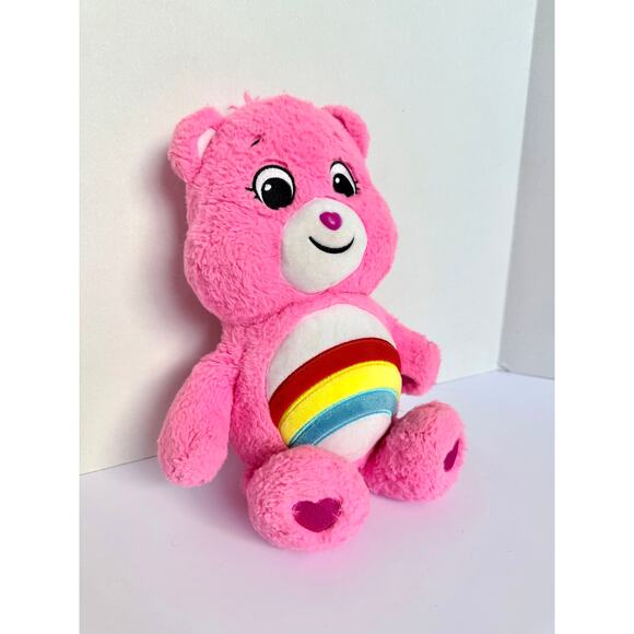 Care Bears Rainbow Pink Cheer Bear 9 inch Tall Vintage Stuffed Animal Plush - Picture 1 of 8